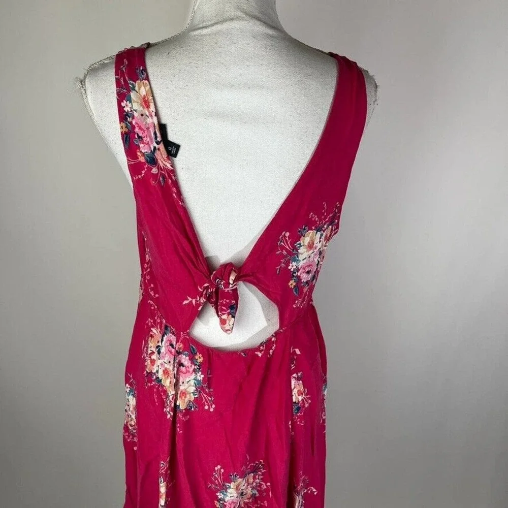 Torrid Womans‎ Sz 0 12 Floral Dress Sz Pink Tie Back Open Cutout